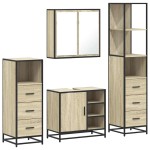 vidaXL Set de mobilier de baie din 4 piese din lemn de stejar Sonoma vidaXL Set de mobilier de baie din 4 piese din lemn de stejar Sonoma