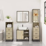 vidaXL Set de mobilier de baie din 4 piese din lemn de stejar Sonoma vidaXL Set de mobilier de baie din 4 piese din lemn de stejar Sonoma