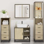 vidaXL Set de mobilier de baie din 4 piese din lemn de stejar Sonoma vidaXL Set de mobilier de baie din 4 piese din lemn de stejar Sonoma