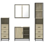 vidaXL Set de mobilier de baie din 4 piese din lemn de stejar Sonoma vidaXL Set de mobilier de baie din 4 piese din lemn de stejar Sonoma