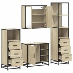 vidaXL Set de mobilier de baie din 4 piese din lemn de stejar Sonoma vidaXL Set de mobilier de baie din 4 piese din lemn de stejar Sonoma