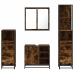 vidaXL Set de mobilier de baie 4 piese Lemn prelucrat de stejar afumat vidaXL Set de mobilier de baie 4 piese Lemn prelucrat de stejar afumat
