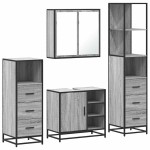 vidaXL Set de mobilier de baie 4 piese Lemn stratificat gri Sonoma vidaXL Set de mobilier de baie 4 piese Lemn stratificat gri Sonoma