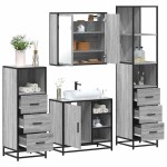 vidaXL Set de mobilier de baie 4 piese Lemn stratificat gri Sonoma vidaXL Set de mobilier de baie 4 piese Lemn stratificat gri Sonoma