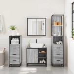 vidaXL Set de mobilier de baie 4 piese Lemn stratificat gri Sonoma vidaXL Set de mobilier de baie 4 piese Lemn stratificat gri Sonoma