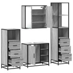 vidaXL Set de mobilier de baie 4 piese Lemn stratificat gri Sonoma vidaXL Set de mobilier de baie 4 piese Lemn stratificat gri Sonoma