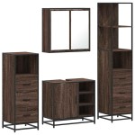 vidaXL Set de mobilier de baie din 4 piese din lemn de stejar maro vidaXL Set de mobilier de baie din 4 piese din lemn de stejar maro