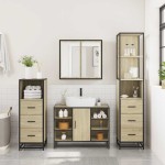 vidaXL Set de mobilier de baie din 4 piese din lemn de stejar Sonoma vidaXL Set de mobilier de baie din 4 piese din lemn de stejar Sonoma