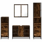 vidaXL Set de mobilier de baie 4 piese Lemn prelucrat de stejar afumat vidaXL Set de mobilier de baie 4 piese Lemn prelucrat de stejar afumat