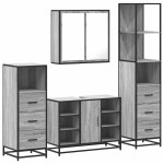 vidaXL Set de mobilier de baie 4 piese Lemn stratificat gri Sonoma vidaXL Set de mobilier de baie 4 piese Lemn stratificat gri Sonoma