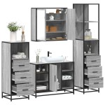 vidaXL Set de mobilier de baie 4 piese Lemn stratificat gri Sonoma vidaXL Set de mobilier de baie 4 piese Lemn stratificat gri Sonoma