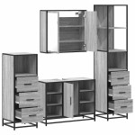 vidaXL Set de mobilier de baie 4 piese Lemn stratificat gri Sonoma vidaXL Set de mobilier de baie 4 piese Lemn stratificat gri Sonoma