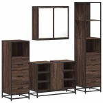 vidaXL Set de mobilier de baie din 4 piese din lemn de stejar maro vidaXL Set de mobilier de baie din 4 piese din lemn de stejar maro