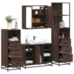 vidaXL Set de mobilier de baie din 4 piese din lemn de stejar maro vidaXL Set de mobilier de baie din 4 piese din lemn de stejar maro