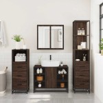 vidaXL Set de mobilier de baie din 4 piese din lemn de stejar maro vidaXL Set de mobilier de baie din 4 piese din lemn de stejar maro