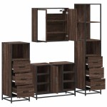vidaXL Set de mobilier de baie din 4 piese din lemn de stejar maro vidaXL Set de mobilier de baie din 4 piese din lemn de stejar maro