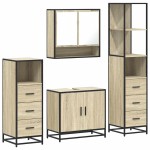 vidaXL Set de mobilier de baie din 4 piese din lemn de stejar Sonoma vidaXL Set de mobilier de baie din 4 piese din lemn de stejar Sonoma
