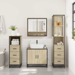 vidaXL Set de mobilier de baie din 4 piese din lemn de stejar Sonoma vidaXL Set de mobilier de baie din 4 piese din lemn de stejar Sonoma