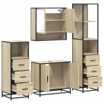 vidaXL Set de mobilier de baie din 4 piese din lemn de stejar Sonoma vidaXL Set de mobilier de baie din 4 piese din lemn de stejar Sonoma