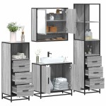 vidaXL Set de mobilier de baie 4 piese Lemn stratificat gri Sonoma vidaXL Set de mobilier de baie 4 piese Lemn stratificat gri Sonoma