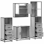 vidaXL Set de mobilier de baie 4 piese Lemn stratificat gri Sonoma vidaXL Set de mobilier de baie 4 piese Lemn stratificat gri Sonoma