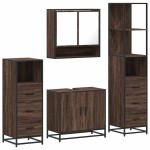 vidaXL Set de mobilier de baie din 4 piese din lemn de stejar maro vidaXL Set de mobilier de baie din 4 piese din lemn de stejar maro