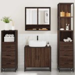 vidaXL Set de mobilier de baie din 4 piese din lemn de stejar maro vidaXL Set de mobilier de baie din 4 piese din lemn de stejar maro