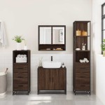 vidaXL Set de mobilier de baie din 4 piese din lemn de stejar maro vidaXL Set de mobilier de baie din 4 piese din lemn de stejar maro