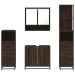 vidaXL Set de mobilier de baie din 4 piese din lemn de stejar maro vidaXL Set de mobilier de baie din 4 piese din lemn de stejar maro