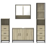 vidaXL Set de mobilier de baie din 4 piese din lemn de stejar Sonoma