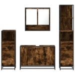 vidaXL Set de mobilier de baie 4 piese Lemn prelucrat de stejar afumat vidaXL Set de mobilier de baie 4 piese Lemn prelucrat de stejar afumat