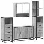 vidaXL Set de mobilier de baie 4 piese Lemn stratificat gri Sonoma vidaXL Set de mobilier de baie 4 piese Lemn stratificat gri Sonoma