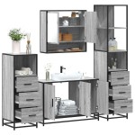 vidaXL Set de mobilier de baie 4 piese Lemn stratificat gri Sonoma vidaXL Set de mobilier de baie 4 piese Lemn stratificat gri Sonoma