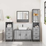 vidaXL Set de mobilier de baie 4 piese Lemn stratificat gri Sonoma vidaXL Set de mobilier de baie 4 piese Lemn stratificat gri Sonoma