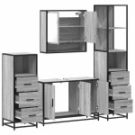 vidaXL Set de mobilier de baie 4 piese Lemn stratificat gri Sonoma vidaXL Set de mobilier de baie 4 piese Lemn stratificat gri Sonoma
