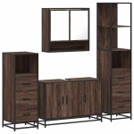 vidaXL Set de mobilier de baie din 4 piese din lemn de stejar maro vidaXL Set de mobilier de baie din 4 piese din lemn de stejar maro