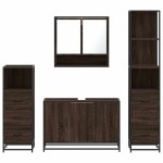 vidaXL Set de mobilier de baie din 4 piese din lemn de stejar maro vidaXL Set de mobilier de baie din 4 piese din lemn de stejar maro