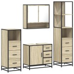 vidaXL Set de mobilier de baie din 4 piese din lemn de stejar Sonoma vidaXL Set de mobilier de baie din 4 piese din lemn de stejar Sonoma
