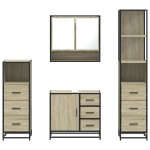 vidaXL Set de mobilier de baie din 4 piese din lemn de stejar Sonoma vidaXL Set de mobilier de baie din 4 piese din lemn de stejar Sonoma
