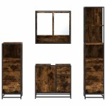 vidaXL Set de mobilier de baie 4 piese Lemn prelucrat de stejar afumat vidaXL Set de mobilier de baie 4 piese Lemn prelucrat de stejar afumat