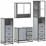 vidaXL Set de mobilier de baie 4 piese Lemn stratificat gri Sonoma vidaXL Set de mobilier de baie 4 piese Lemn stratificat gri Sonoma