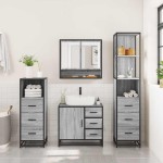 vidaXL Set de mobilier de baie 4 piese Lemn stratificat gri Sonoma vidaXL Set de mobilier de baie 4 piese Lemn stratificat gri Sonoma