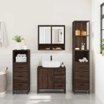 vidaXL Set de mobilier de baie din 4 piese din lemn de stejar maro vidaXL Set de mobilier de baie din 4 piese din lemn de stejar maro