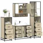 vidaXL Set de mobilier de baie din 4 piese din lemn de stejar Sonoma vidaXL Set de mobilier de baie din 4 piese din lemn de stejar Sonoma