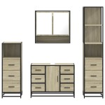 vidaXL Set de mobilier de baie din 4 piese din lemn de stejar Sonoma vidaXL Set de mobilier de baie din 4 piese din lemn de stejar Sonoma