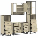 vidaXL Set de mobilier de baie din 4 piese din lemn de stejar Sonoma vidaXL Set de mobilier de baie din 4 piese din lemn de stejar Sonoma