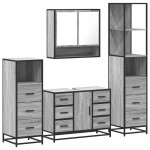 vidaXL Set de mobilier de baie 4 piese Lemn stratificat gri Sonoma vidaXL Set de mobilier de baie 4 piese Lemn stratificat gri Sonoma