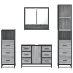 vidaXL Set de mobilier de baie 4 piese Lemn stratificat gri Sonoma vidaXL Set de mobilier de baie 4 piese Lemn stratificat gri Sonoma