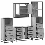vidaXL Set de mobilier de baie 4 piese Lemn stratificat gri Sonoma vidaXL Set de mobilier de baie 4 piese Lemn stratificat gri Sonoma