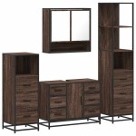 vidaXL Set de mobilier de baie din 4 piese din lemn de stejar maro vidaXL Set de mobilier de baie din 4 piese din lemn de stejar maro